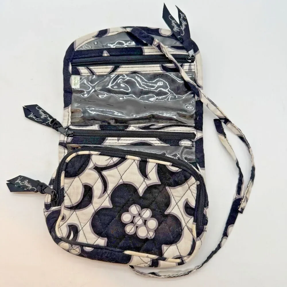 Vera Bradley Night and Day Travel Jewelry Organizer Case Tie Closure 3 Zip Pouch